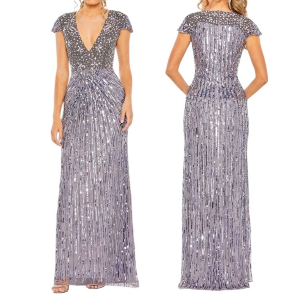 Mac Duggal V Neck Hand Embellished
Gown 93914 Heather Purple Mother of Groom